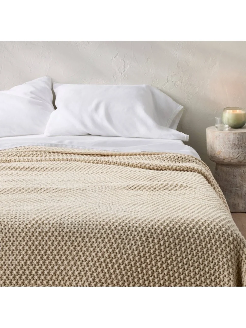 Casaluna F/Q Chunky Knit Blanket , Natural